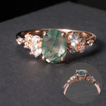 Load image into Gallery viewer, Enchanted Reverie Oval Cut Moss Agate Ring
