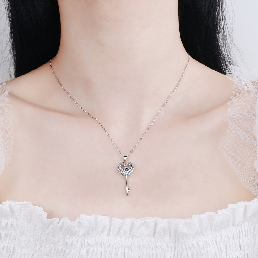 Key To Her Heart Moissanite Pendant Necklace