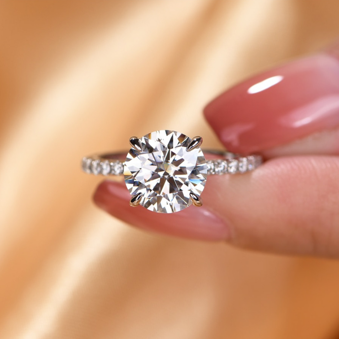 Sophia's 3.0ct Round Cut Moissanite Ring in Silver