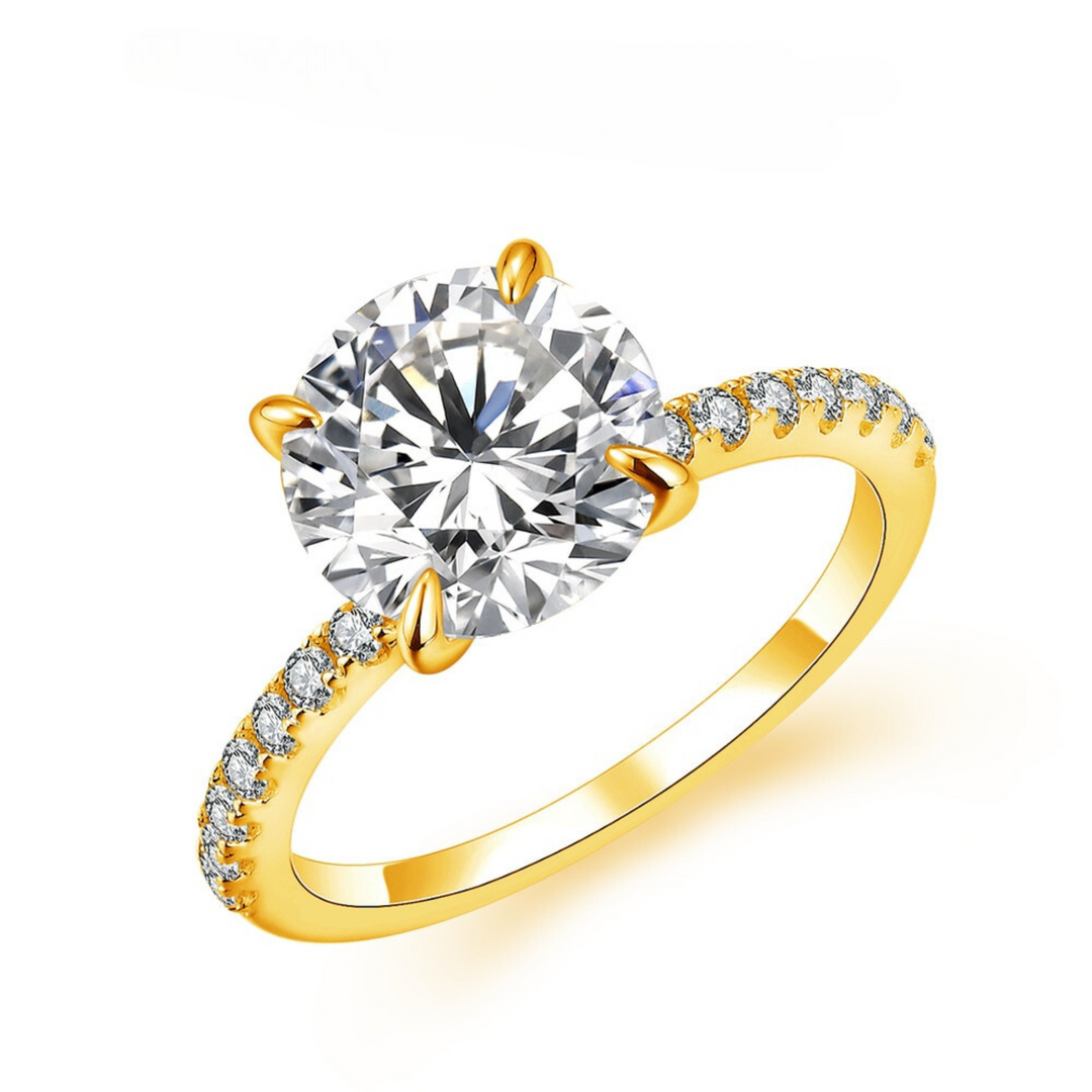 Sophia's 3.0CT Round Cut Moissanite Ring in Solid Gold
