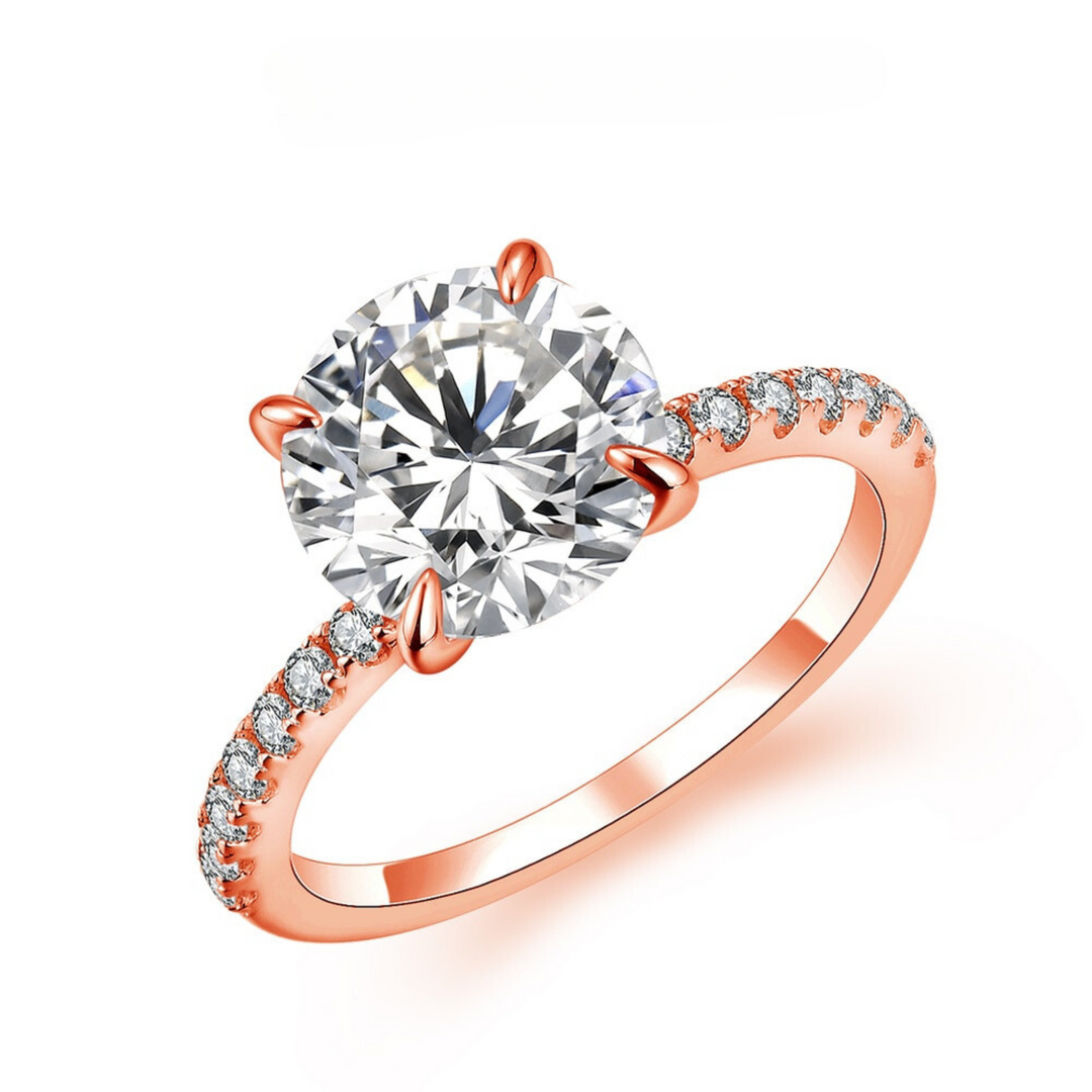 Sophia's 3.0ct Round Cut Moissanite Ring in Silver